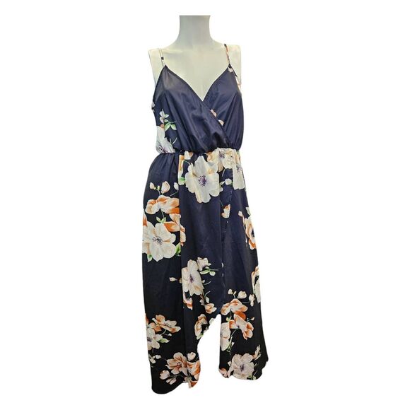 Shein Blue Floral Maxi Dress Size 6 Hi Low Split Front - Picture 1 of 7